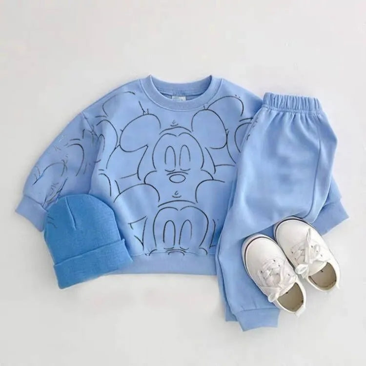 New Designer Cartoon Clothing Tracksuit Baby Boy Summer Printed Clothes T-shirt+shorts Baby Girl Casual Solid Color Sets