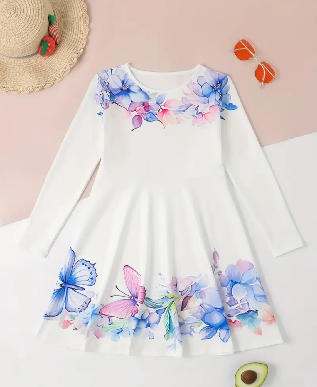 Girls Casual Flower Print Long Sleeve Dress For Summer Party