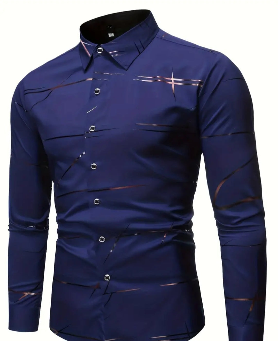 Men's Casual Navy Blue Slim Shirt