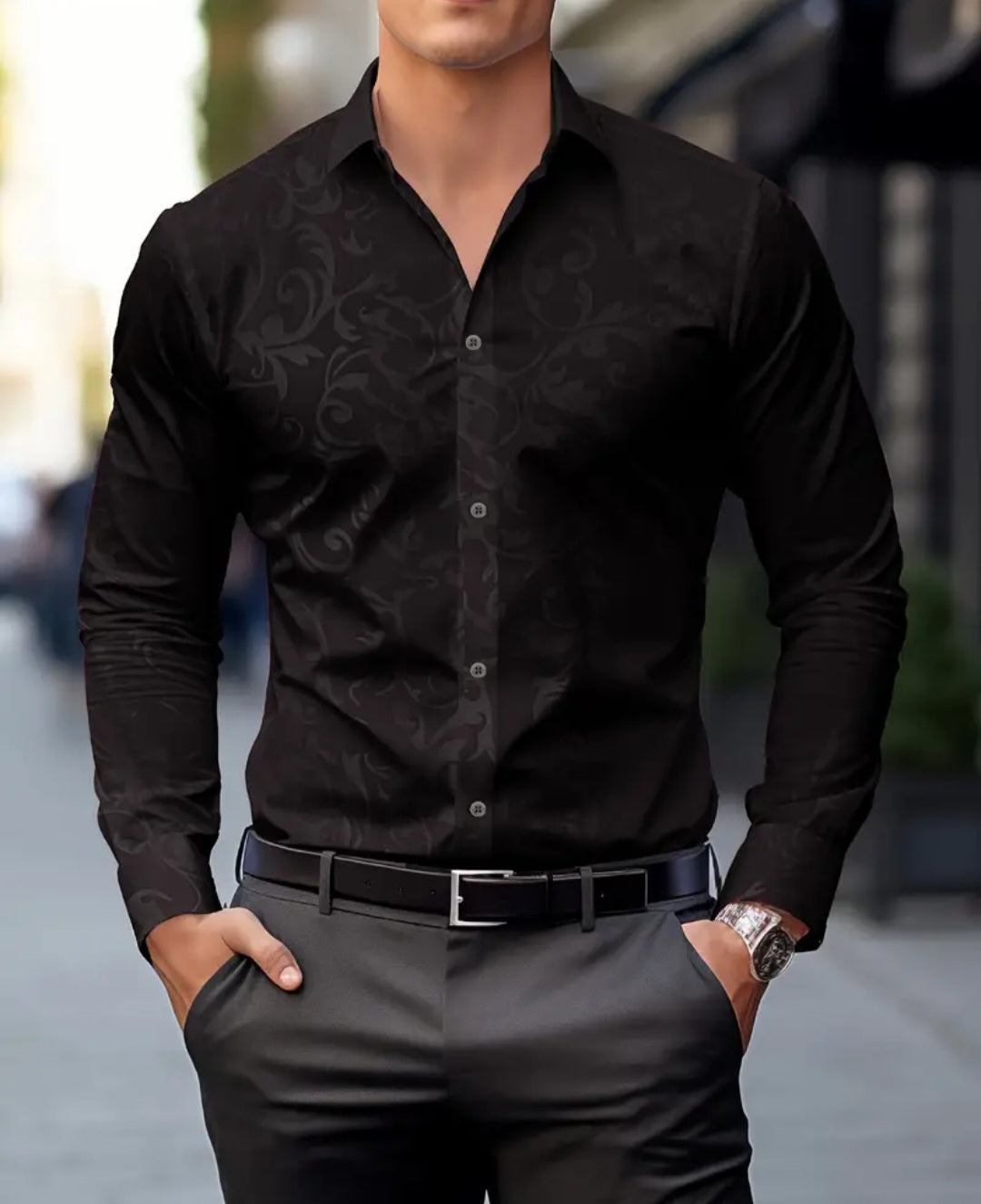 Creative Print Fashionable And Simple Men's Long Sleeve Casual Lapel Simple Shirt, Trendy And Versatile, Suitable For Dates, For Summer Spring Fall