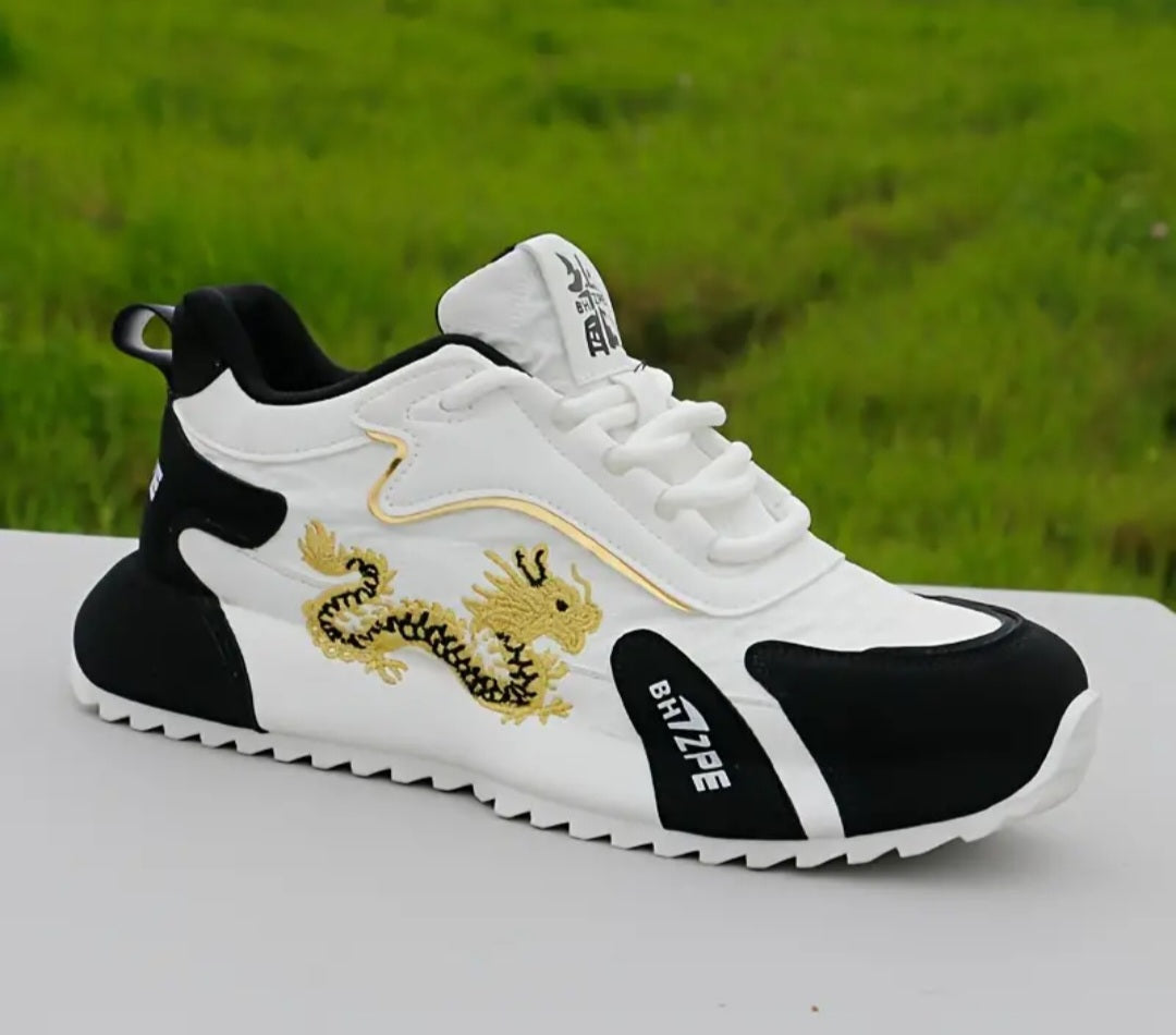 Men's Trendy Loong Pattern Casual Shoes Lace Up Comfy Traveling Jogging Outdoor