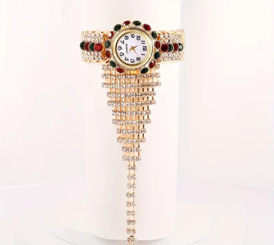 Women's Watch Luxury Rhinestone Quartz Bangle Cuff Watch Retro Baroque Fashion Ring Bracelet Hand Chain Watch