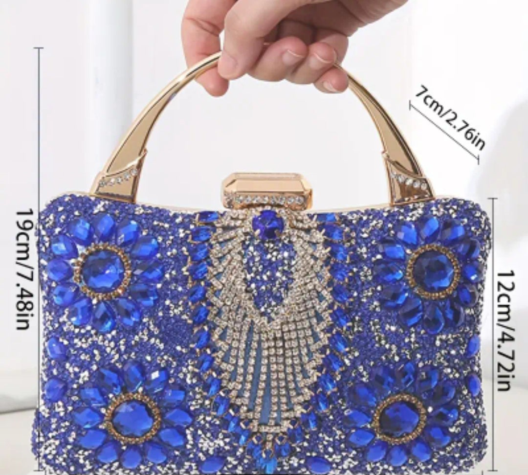 Clutch Bag With Flowers And Rhinestones Decor, Elegant Dinner Bag, Celebrity Dress Banquet Handbag For Carnaval