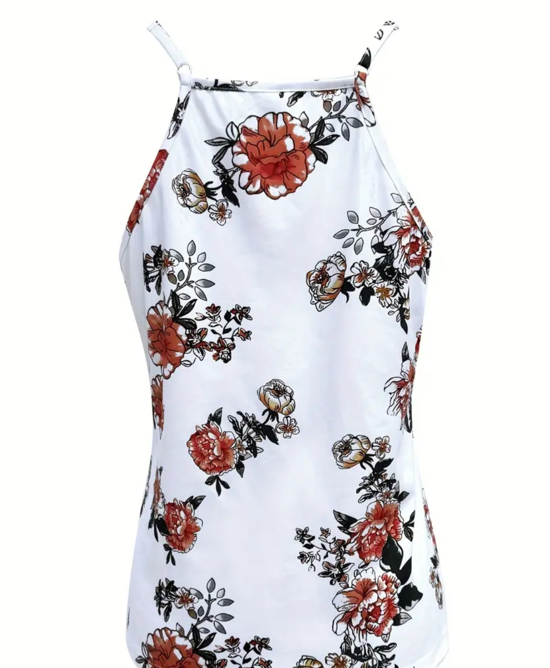 Floral Print Spaghetti Strap Top, Y2K Contrast Lace Sleeveless Cami Top For Summer, Women's Clothing