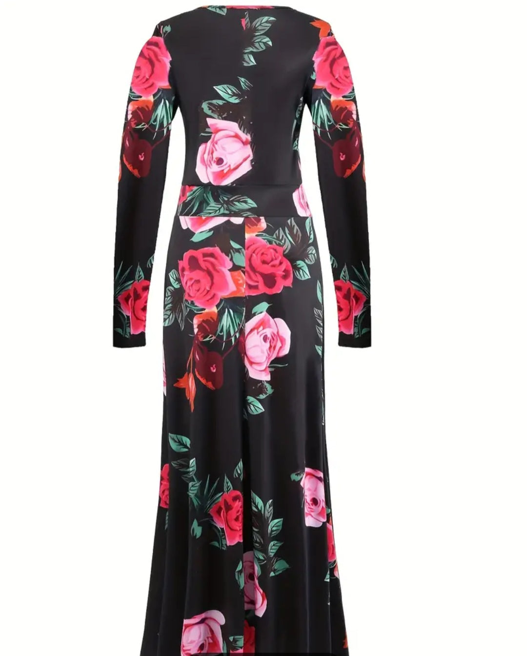 Cut Out Floral Print Dress, Vintage Long Sleeve Maxi Dress, Women's Clothing