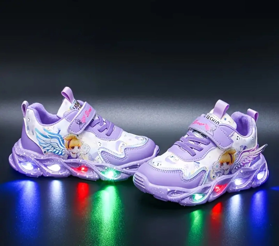 Girls Cartoon Cute Pattern Glowing Sneakers Running Shoes