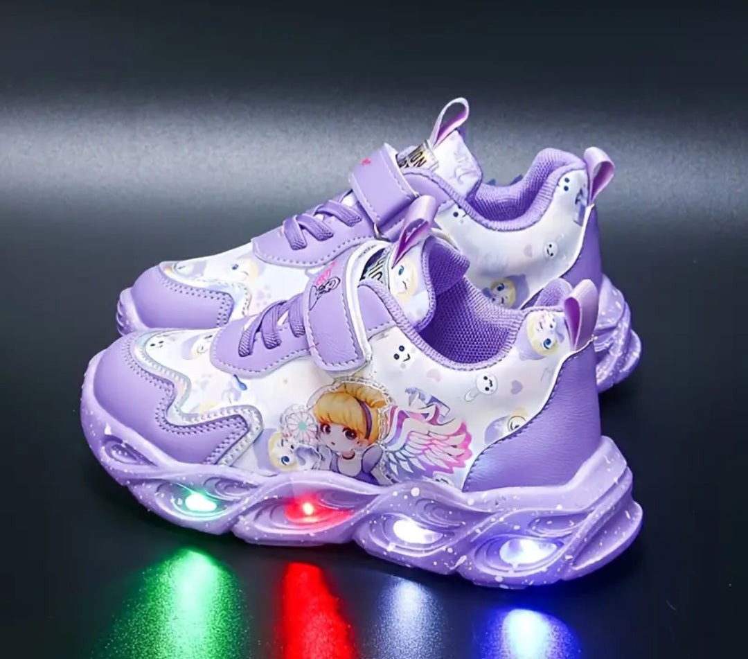 Girls Cartoon Cute Pattern Glowing Sneakers Running Shoes