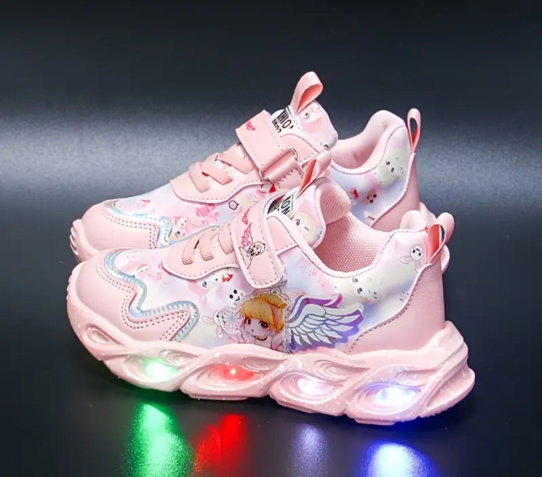 Girls Cartoon Cute Pattern Glowing Sneakers Running Shoes