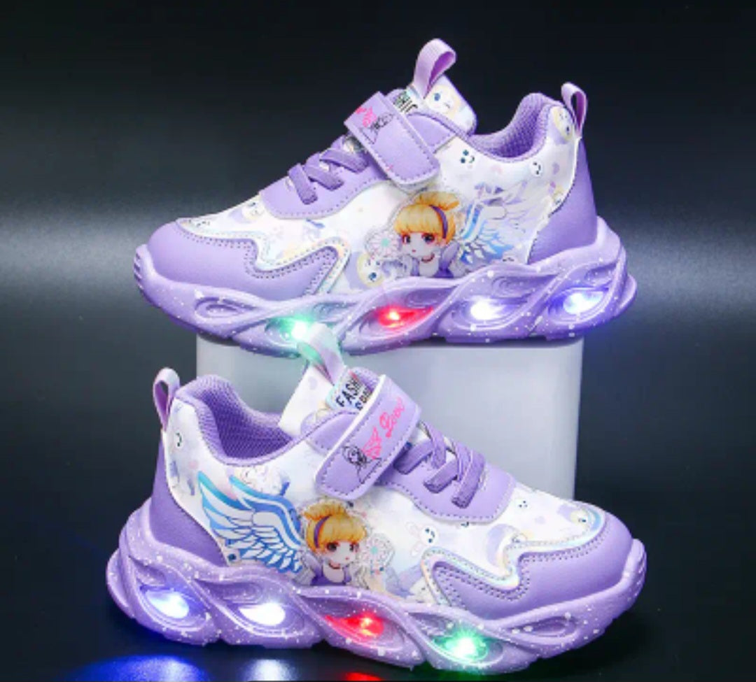 Girls Cartoon Cute Pattern Glowing Sneakers Running Shoes