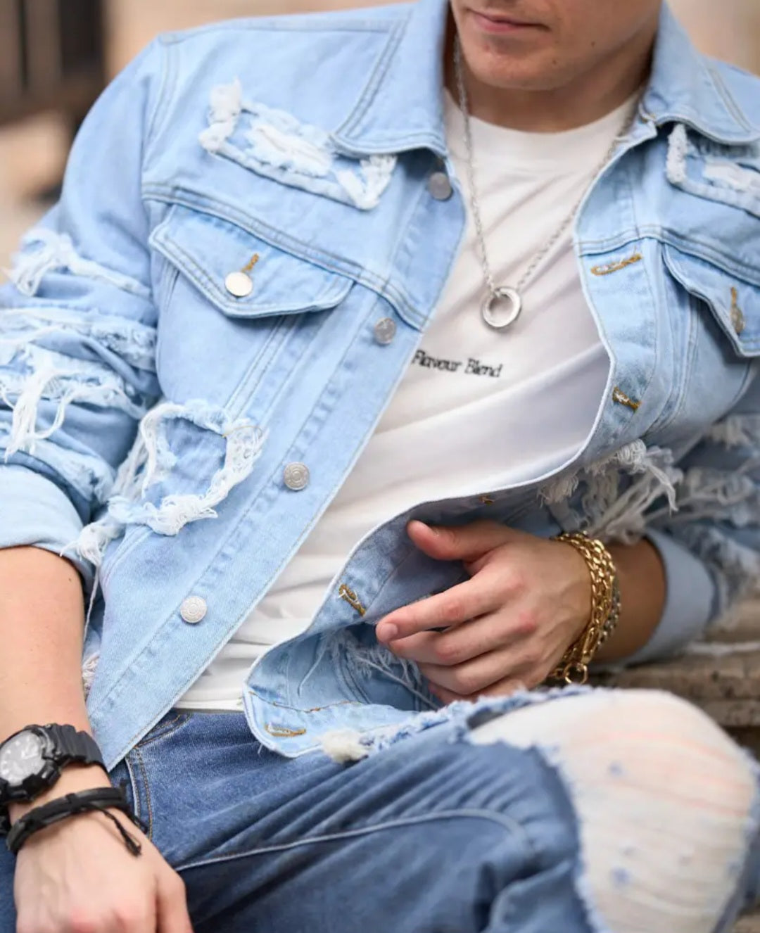 Solid Patchwork Tassel Denim Jacket For Men, Stylish Casual Jacket For Males, Men Clothing