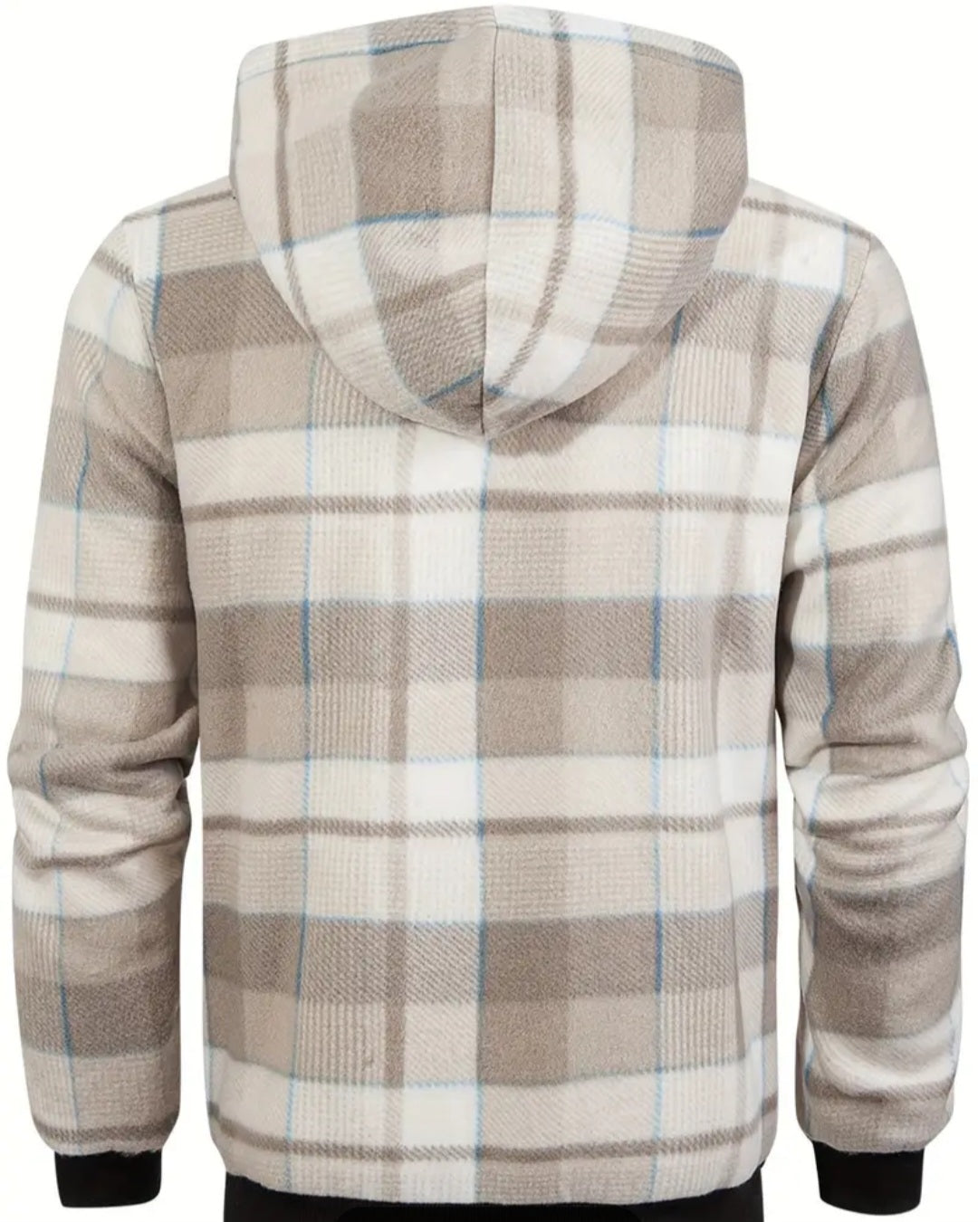 Men's Fleece Plaid Hooded Jacket For Fall Winter, Warm Thick Outwear