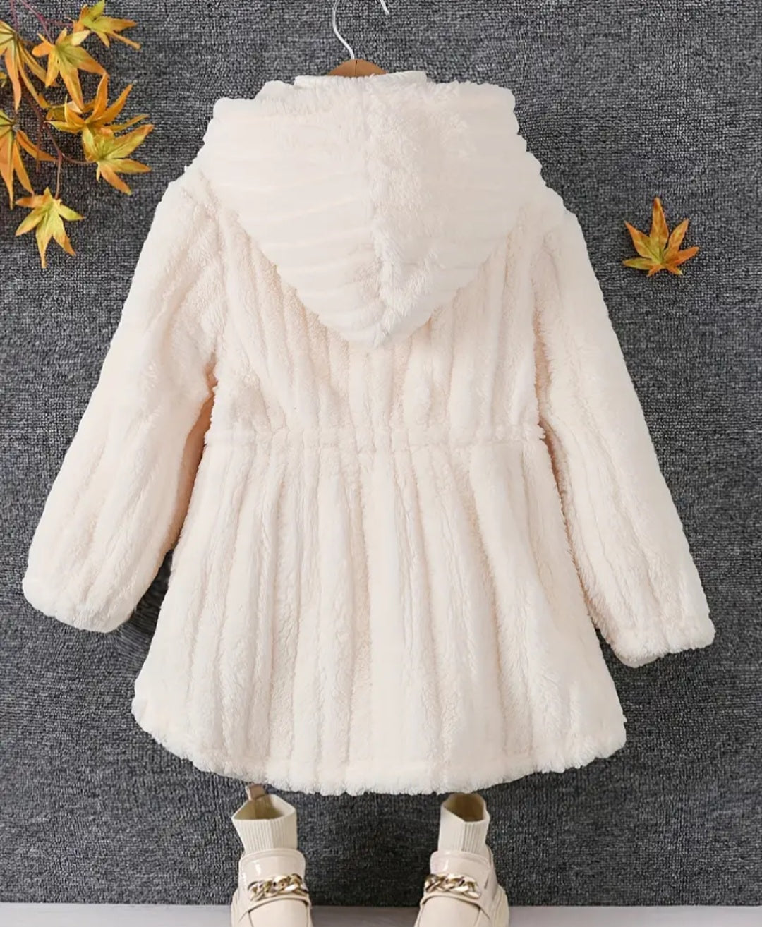 Elegant Solid Fuzzy Cardigan For Girls, Comfy Warm Long Sleeve Casual Hooded Outerwear, Girls Spring/ Fall Clothing