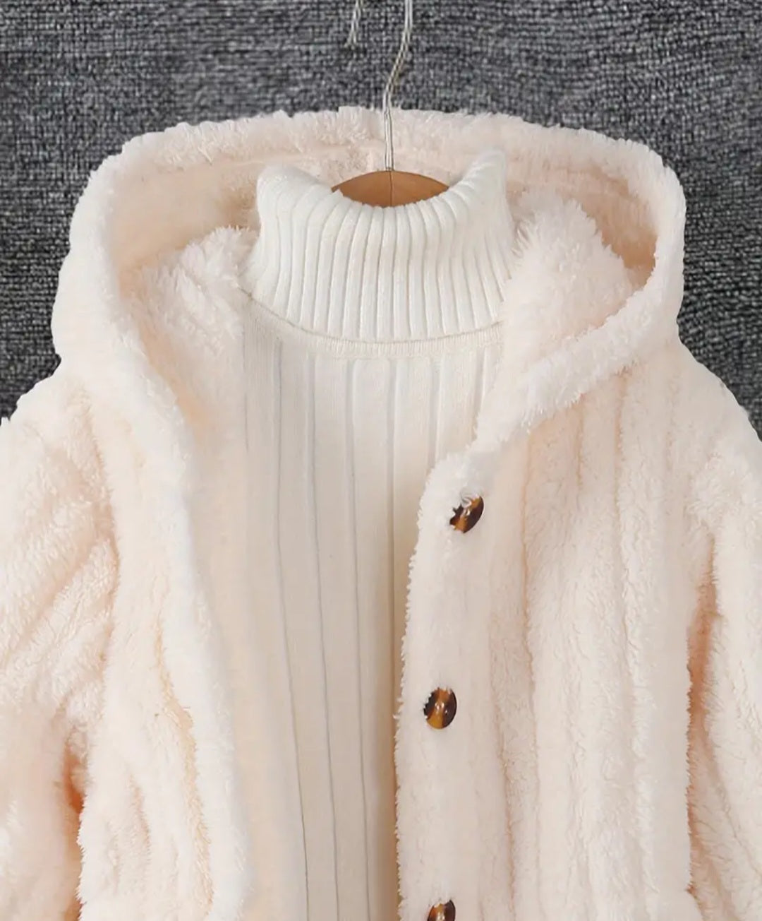 Elegant Solid Fuzzy Cardigan For Girls, Comfy Warm Long Sleeve Casual Hooded Outerwear, Girls Spring/ Fall Clothing