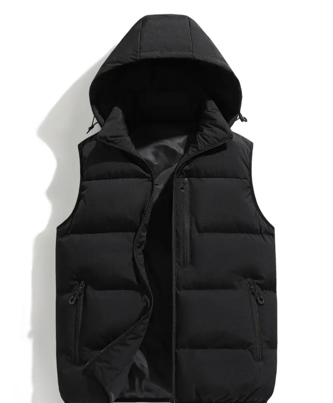 Casual Hooded Polyester Vest Sleeveless Padded Jacket with Pockets Zip Front Color Block for Men and Women - Thermal Insulated Outdoor Hiking Vest, Fall/ Winter Weather-Resistant Top