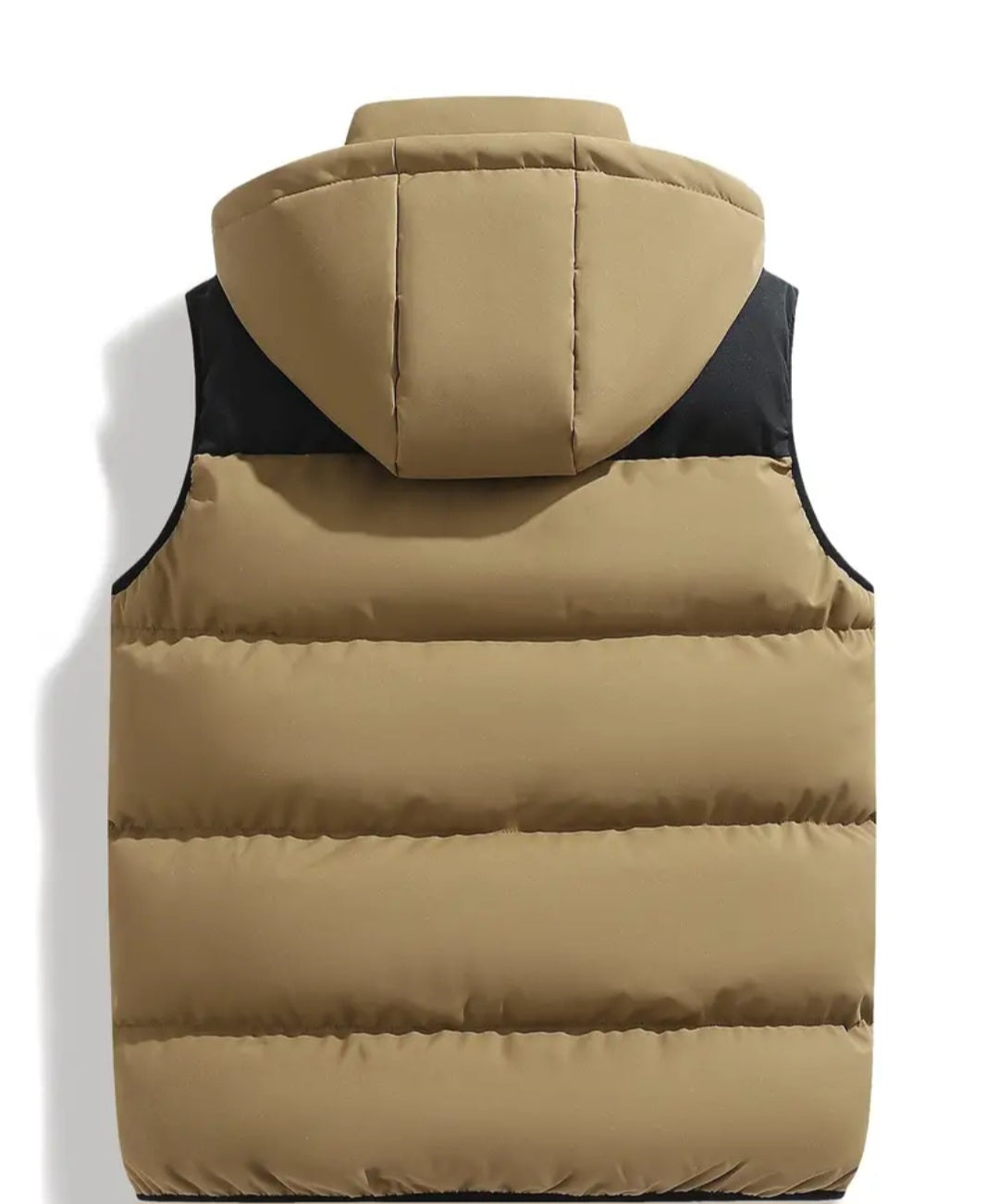 Casual Hooded Polyester Vest Sleeveless Padded Jacket with Pockets Zip Front Color Block for Men and Women - Thermal Insulated Outdoor Hiking Vest, Fall/ Winter Weather-Resistant Top