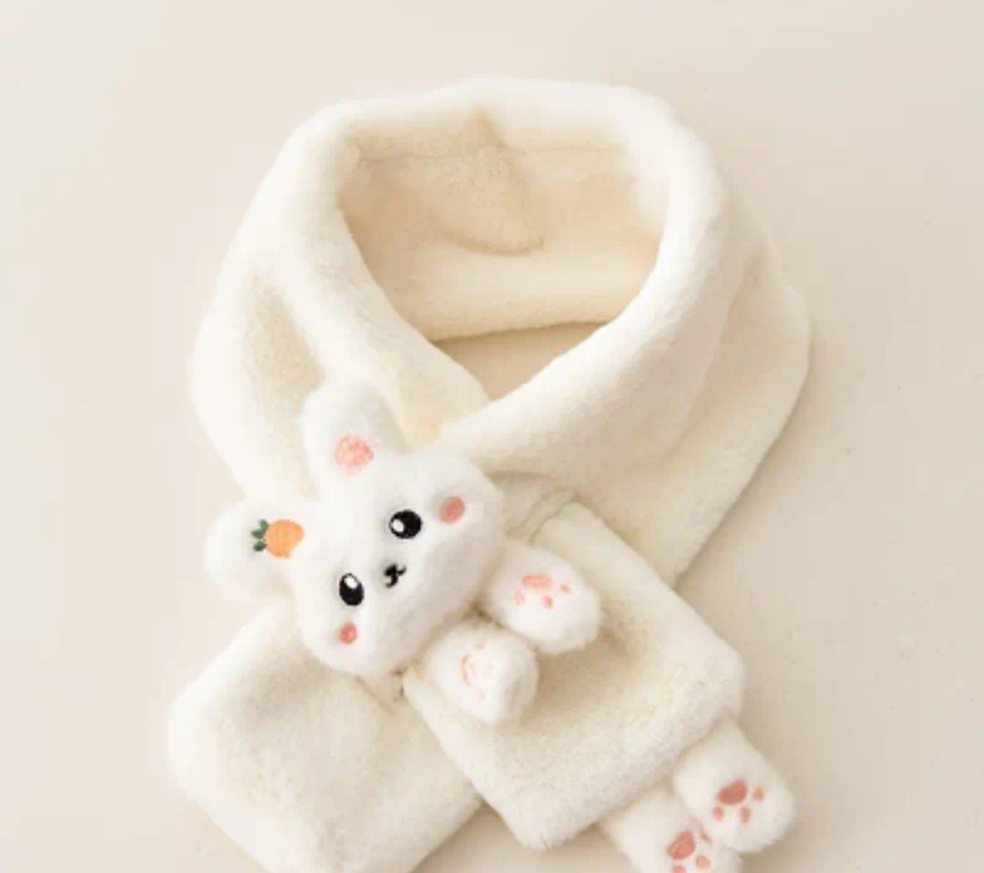 Soft and Warm Knitted Scarf for Little Girls - Cute Bunny Design. Suitable for Ages 3-14, Made of Nylon Material