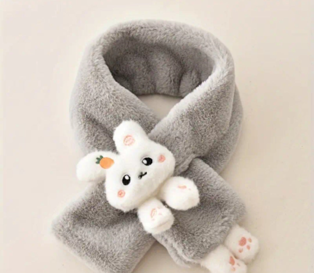 Soft and Warm Knitted Scarf for Little Girls - Cute Bunny Design. Suitable for Ages 3-14, Made of Nylon Material