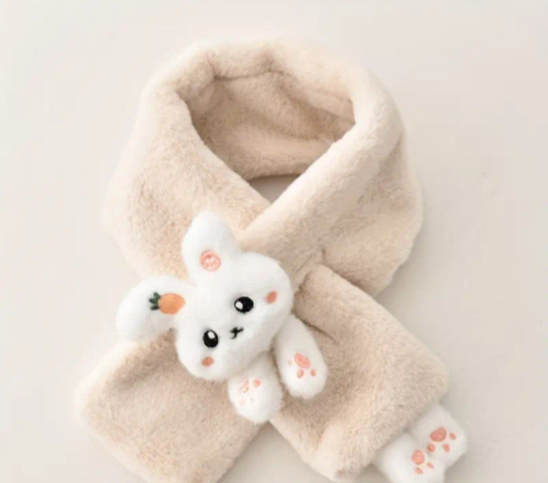 Soft and Warm Knitted Scarf for Little Girls - Cute Bunny Design. Suitable for Ages 3-14, Made of Nylon Material