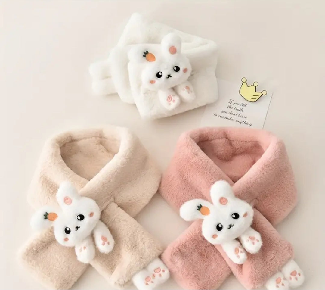 Soft and Warm Knitted Scarf for Little Girls - Cute Bunny Design. Suitable for Ages 3-14, Made of Nylon Material